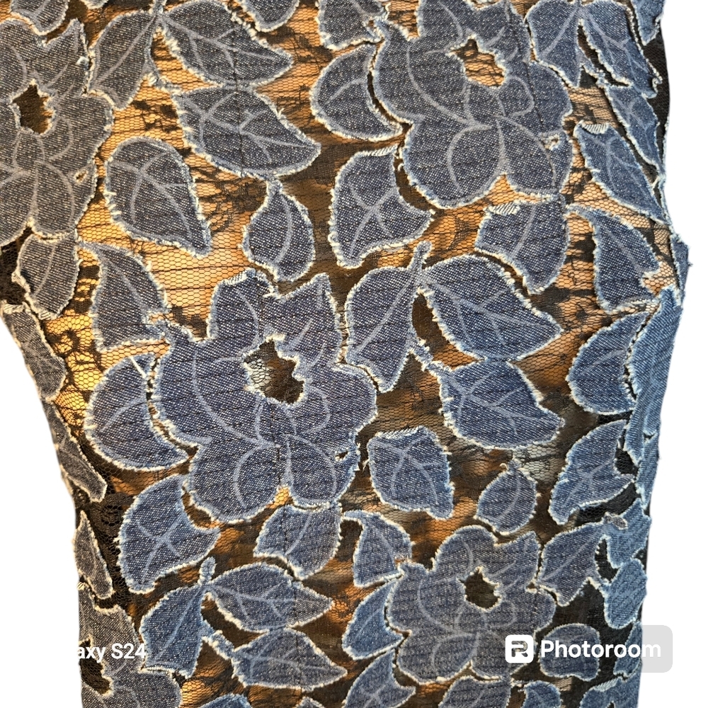 English Factory Womens Denim Blue  Embroidered Flower Long Sleeves Blouse Sz: XS - Picture 3 of 9